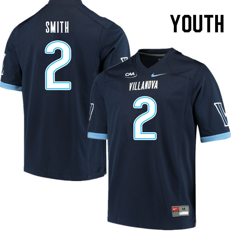 Youth #2 Eli Smith Villanova Wildcats College Football Jerseys Stitched Sale-Navy